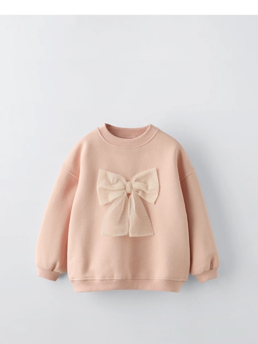Zara Cute Bow Detail Crewneck Sweatshirt - Blush Pink